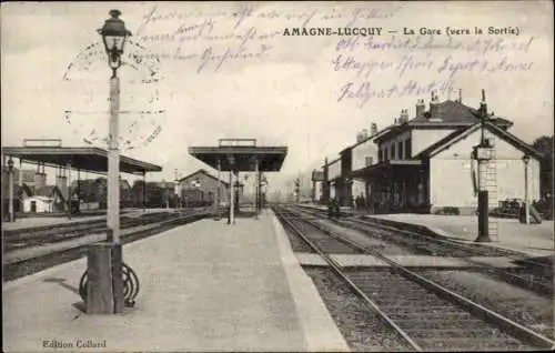 Ak Amagne Lucquy Ardennes, La Gare