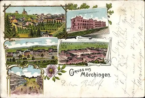 Litho Morhange Mörchingen Lothringen Moselle, Artillerie Kaserne, Offiziersviertel, Marktplatz