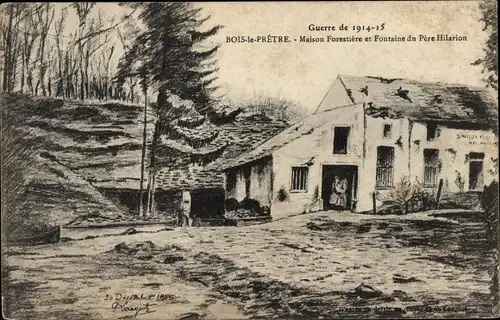 Ak Montauville Meurthe et Moselle, Bois le Pretre, Maison Forestiere et Fontaine du Pere Hilarion