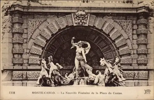 Ak Monte Carlo Monaco, La Nouvelle Fontaine de la Place du Casino