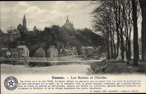 Ak Esneux Wallonien Lüttich, Les Roches et l'Ourthe, Fluss