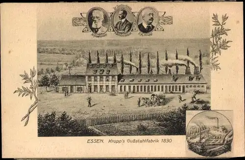 Ak Essen im Ruhrgebiet, Krupps Gussstahlfabrik 1830, Krupp Familie