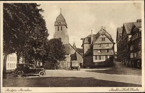 Ak Monschau Montjoie in der Eifel, Markt, katholische Kirche