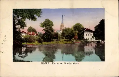 Ak Moers am Niederrhein, Partie am Stadtgraben