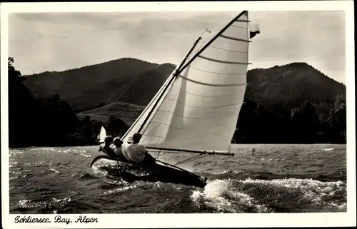 Ak Schliersee in Oberbayern, Segelpartie