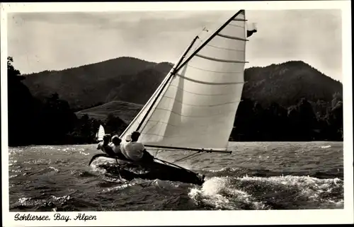 Ak Schliersee in Oberbayern, Segelpartie