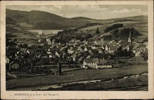 Ak Meschede im Sauerland, Gesamtansicht mit Talsperre