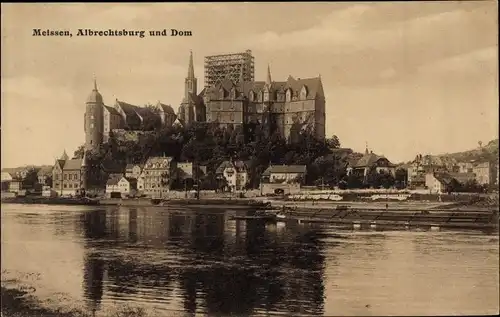 Ak Meißen an der Elbe, Albrechtsburg und Dom, Teilansicht