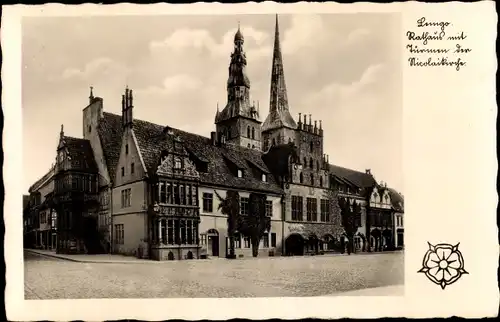 Ak Lemgo in Lippe, Rathaus mit Türmen der Nicolaikirche