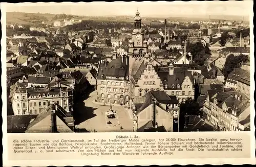 Ak Döbeln in Sachsen, Panorama mit Kirche, Springbrunnen