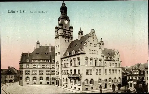 Ak Döbeln in Mittelsachsen, Neues Rathaus, Denkmal