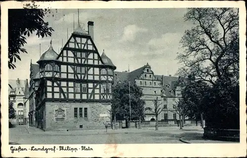 Ak Gießen an der Lahn Hessen, Landgraf Philipp Platz, Fachwerkhaus