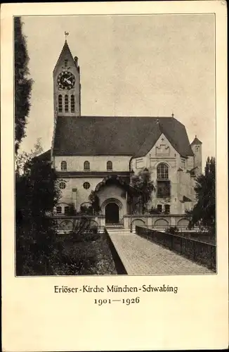 Ak Schwabing München Bayern, Erlöser-Kirche 1901 - 1926