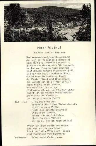 Ak Vlotho an der Weser, Blick vom Winterberg, Weserbrücke, Amthausberg, Marschlied