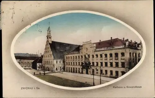Ak Zwickau in Sachsen, Rathaus und Gewandhaus