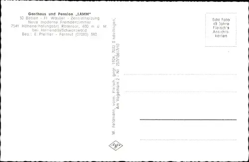 Ak Rotensol Bad Herrenalb im Schwarzwald, Gasthaus und Pension "Lamm"