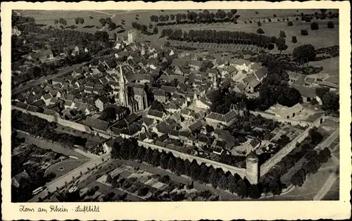 Ak Zons Dormagen Niederrhein, Sicht auf den Ort aus der Luft
