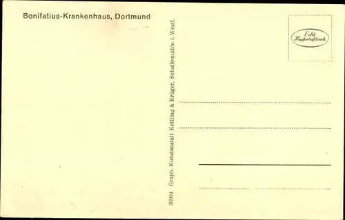 Ak Dortmund im Ruhrgebiet, Bonifatius-Krankenhaus, Blick zum Gartenportal