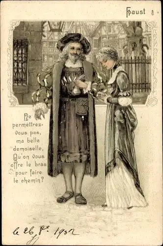 Präge Ak Faust 1, Gretchen, Ne permettrez vous pas ma belle demoiselle