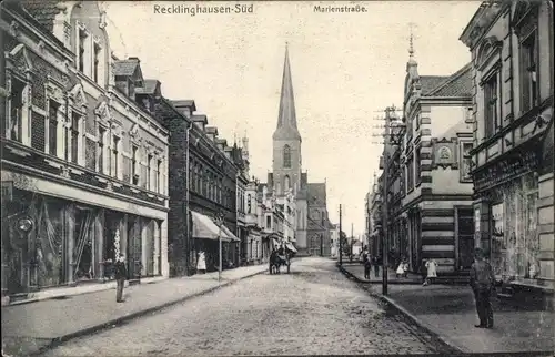 Ak Recklinghausen im Ruhrgebiet, Marienstraße, Kirche