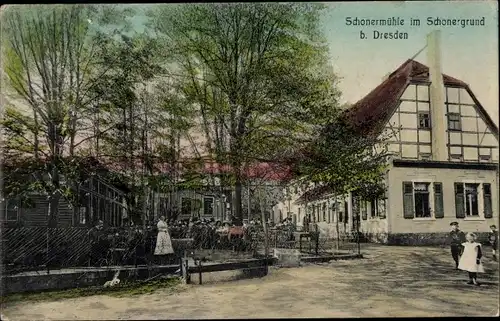 Ak Dresden Altstadt, Schonermühle im Schonergrund