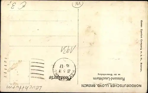 Ak Rotesand Leuchtturm an der Wesermündung, NDL