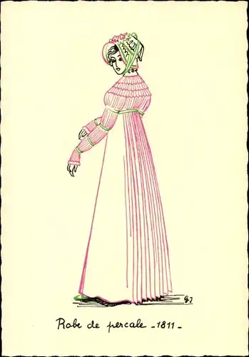 Künstler Ak James, Genevieve, La Parisienne au XIXe Siecle, Robe de percale 1811