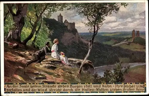 Lied Künstler Ak Hey, Paul, Volksliederkarten Nr 44, An der Saale hellem Strande