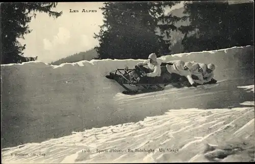 Ak Les Alpes, Sport d'Hiver, En Bobsleighs, Un VIrage