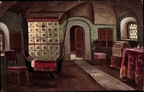 Künstler Ak Konstantinoff, Wiege des Zaren Michael Theodorowitsch