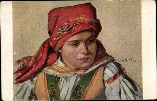 Künstler Ak Koudelka, J., Frau in tschechischer Tracht