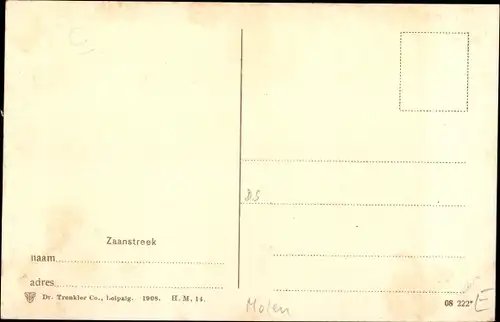 Ak Holland, Fünf Windmühlen, Wasserpartie, Felder