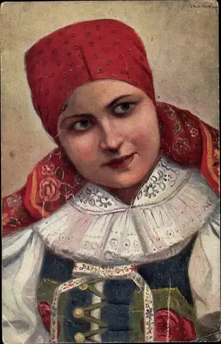 Künstler Ak Koudelka, I., Mädchen in tschechischer Tracht