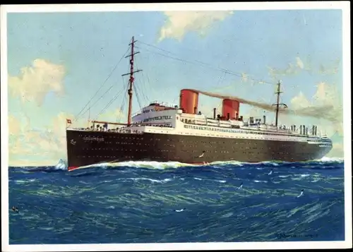 Künstler Ak Dampfschiff Columbus, Norddeutscher Lloyd Bremen, Ansicht Backbord