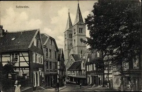 Ak Schwelm in Westfalen, Straßenpartie, Kirche
