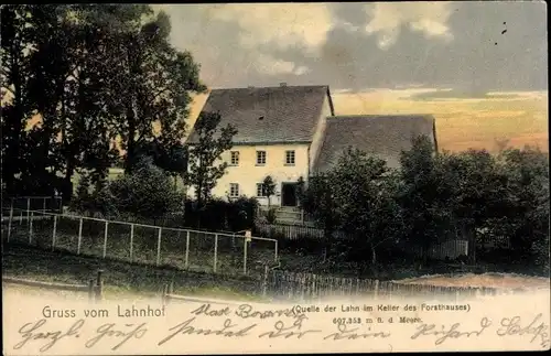 Ak Lahnhof Nenkersdorf Netphen im Siegerland, Quelle der Lahn im Keller des Forsthauses