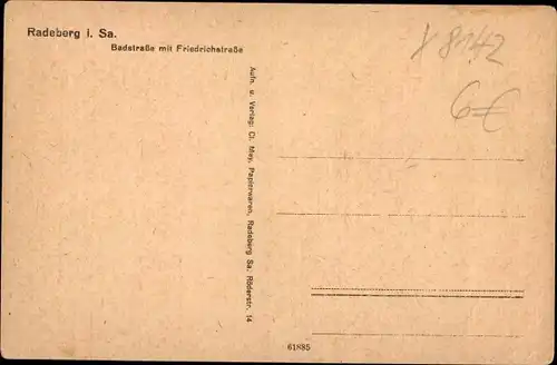 Ak Radeberg in Sachsen, Badstraße mit Friedrichstraße