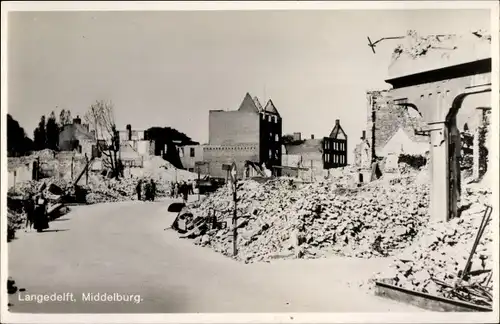 Ak Middelburg Zeeland Niederlande, Zerstörungen, Langedelft