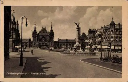 Ak 's Hertogenbosch Nordbrabant Niederlande, Stationsplein