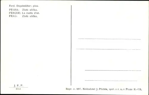 Künstler Ak Engelmüller, Ferd., Praha Prag, Zlata ulicka, Straßenpartie