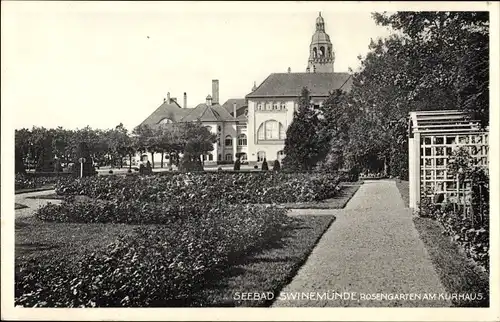 Ak Świnoujście Swinemünde Pommern, Rosengarten am Kurhaus