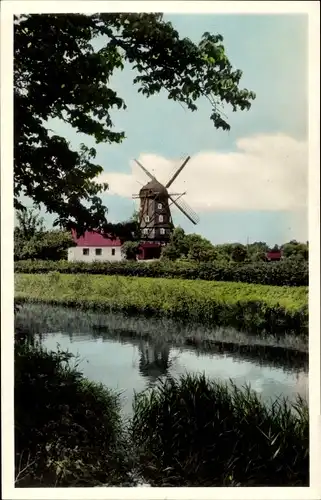 Ak Malmö Schweden, Slottsmöllan, Mühlenpartie am Bach