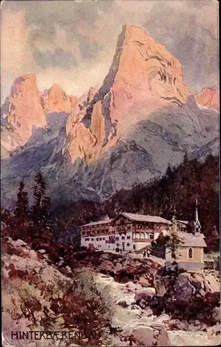 Ak Hinterbärenbad in Tirol, Blick zum Gasthaus, Berge