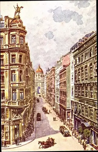 Künstler Ak Wien Altstadt, Blick zum Kohlmarkt, Haus mit Erker, Hotel Müller