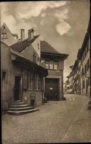 Ak Basel Bâle Stadt Schweiz, Straßenpartie