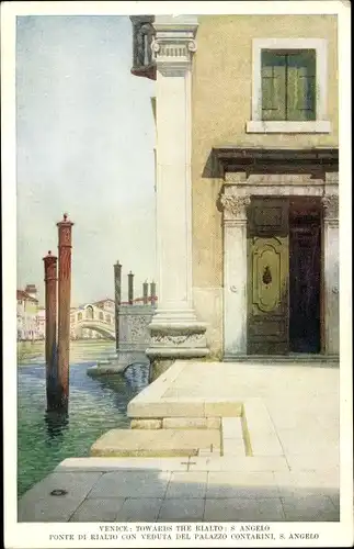 Ak Venezia Venedig Veneto, Ponte di Rialto, Palazzo Contarini, S. Angelo
