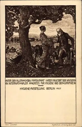 Künstler Ak Looschen, Hans, Berlin, Hygiene Ausstellung 1907, XIV Internat. Kongress f. Hygiene