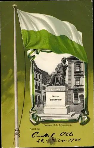 Passepartout Ak Zwickau in Sachsen, Denkmal Robert Schumann