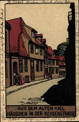 Steindruck Ak Kiel in Schleswig Holstein, Häuschen in der Kehdenstraße