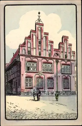 Ak Rendsburg in Schleswig Holstein, Partie am Rathaus